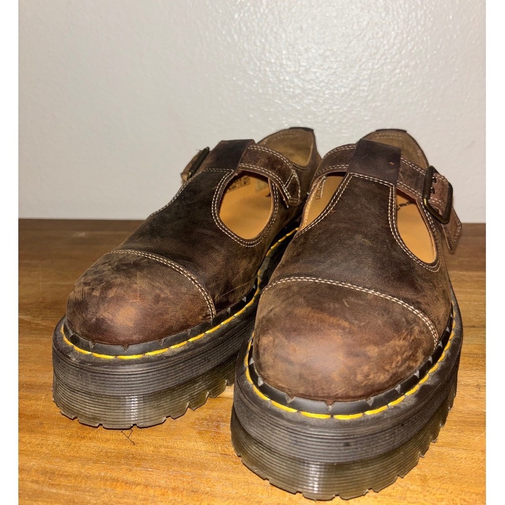 Dr Martens Bethan Arc Crazy Horse Mary Jane Shoes Size 10 Y2K Western Boho